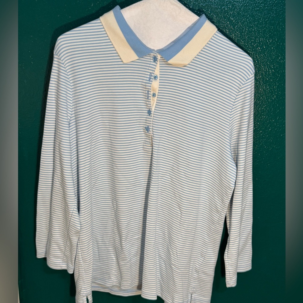 Striped Blue and White Polo Shirt